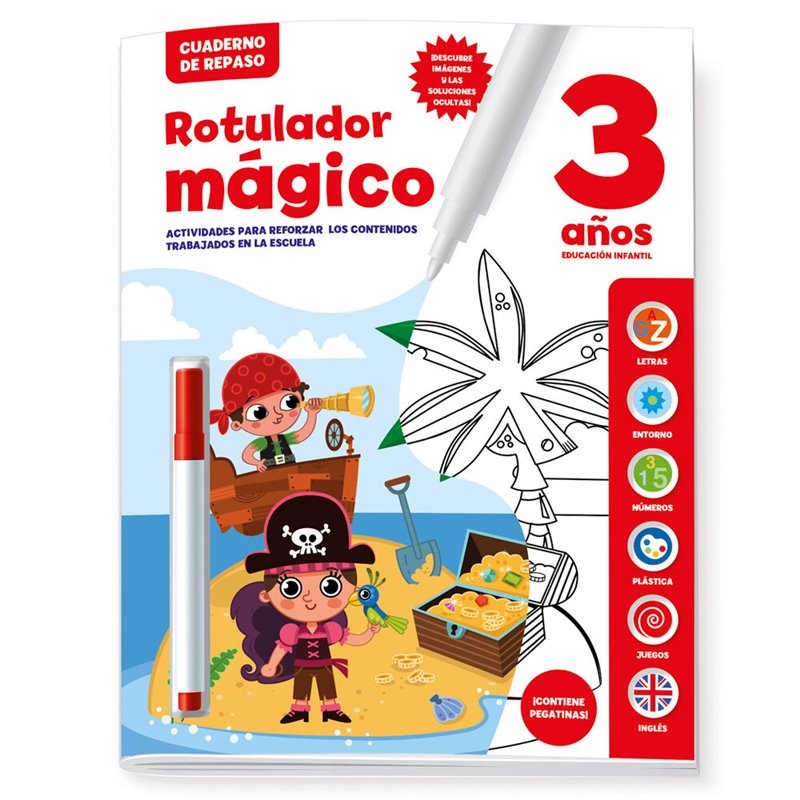 Cuaderno Repaso Rotulador Magico 3 años español
