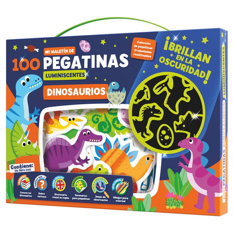 Maletin 100 pegatinas luminiscentes Dinosaurios