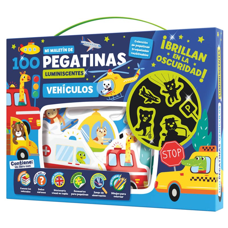 Maletin 100 pegatinas luminiscentes Vehiculos