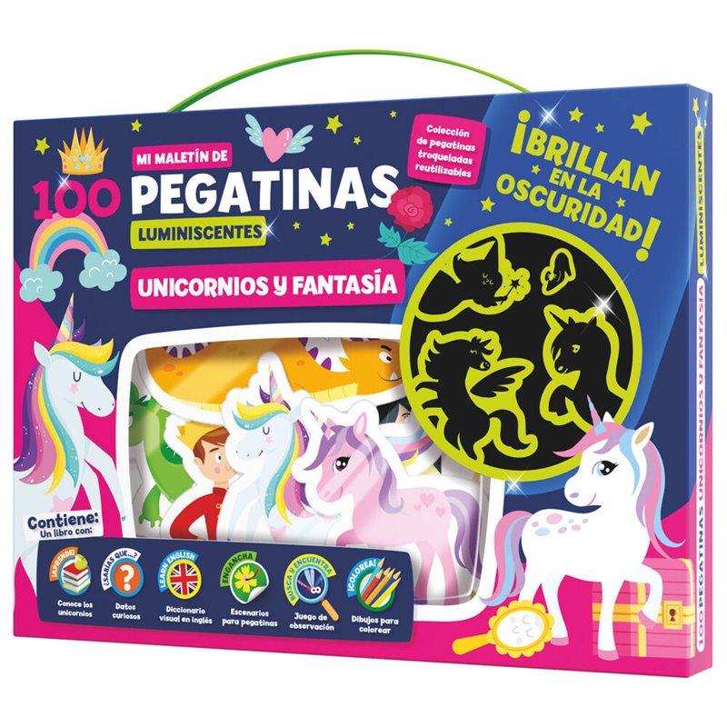 Maletin 100 pegatinas luminiscentes Fantasia