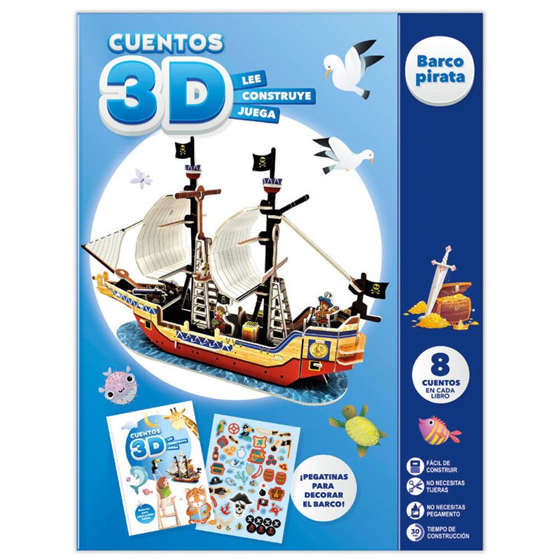 Cuento Imaginar y Consruir 3D Barco Pirata español