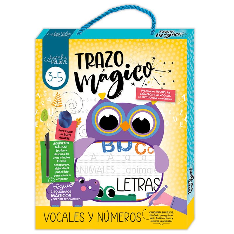 Set Caligrafia Relieve Vocales y Numeros español