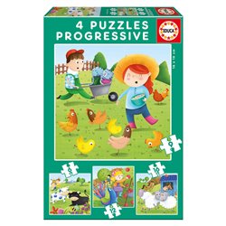 Puzzle Progresivo Animales de la Granja 6-9-12-16pzs