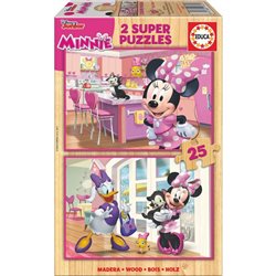 Puzzle Minnie and The Happy Helpers Disney madera 2x25pzs