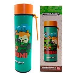 Botella acero inoxidable termo Minecraft termometro 450ml