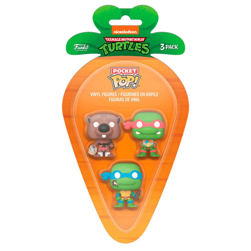Blister 3 figuras Carrot Pocket POP Tortugas Ninja Splinter Leonardo Raphael Pascua