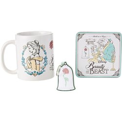Set Taza + llavero + posavasos La Bella y la Bestia Disney
