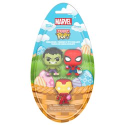 Blister 3 figuras Pocket POP Marvel Spiderman Hulk Iron Man Pascua