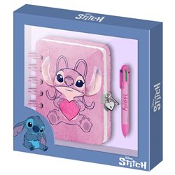 Diario peluche + Boligrafo Corazon Angel Stitch Disney