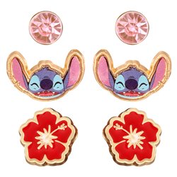 Set 3 Pares de pendientes Stitch Disney