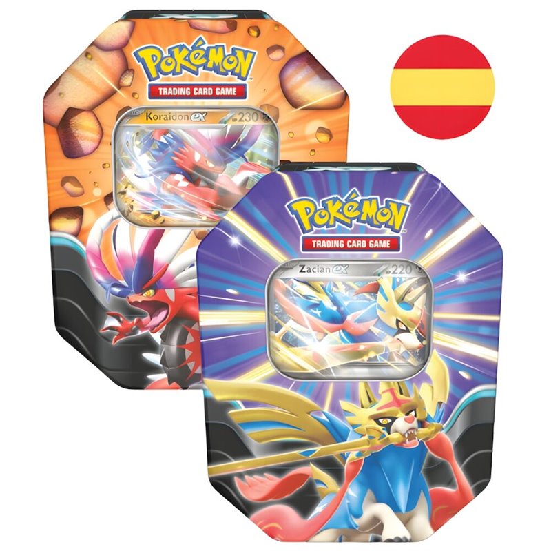 Lata cartas Paldea Zacian ex Koraidon ex Pokemon español