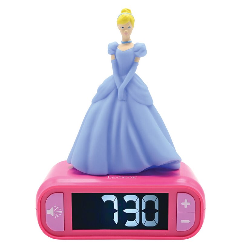 Reloj Despertador Luz Nocturna 3D Cenicienta Princesas Disney