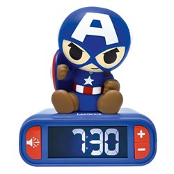 Reloj Despertador Luz Nocturna 3D Capitan America Vengadores Avengers Marvel