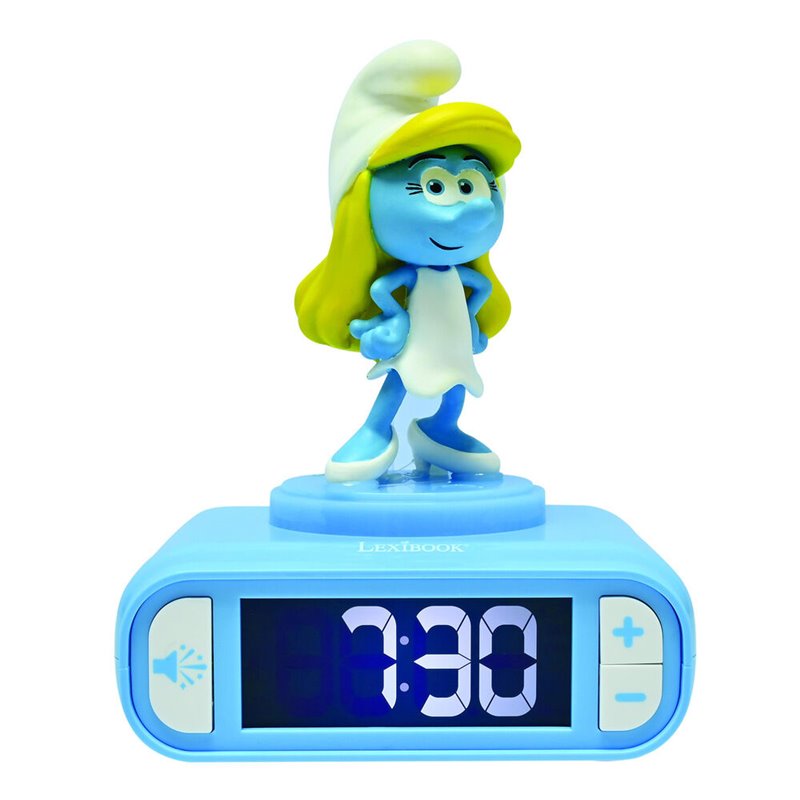 Reloj Despertador Luz Nocturna 3D Pitufina Los Pitufos