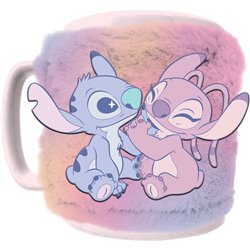 Taza funda de peluche Angel & Stitch Disney 440ml