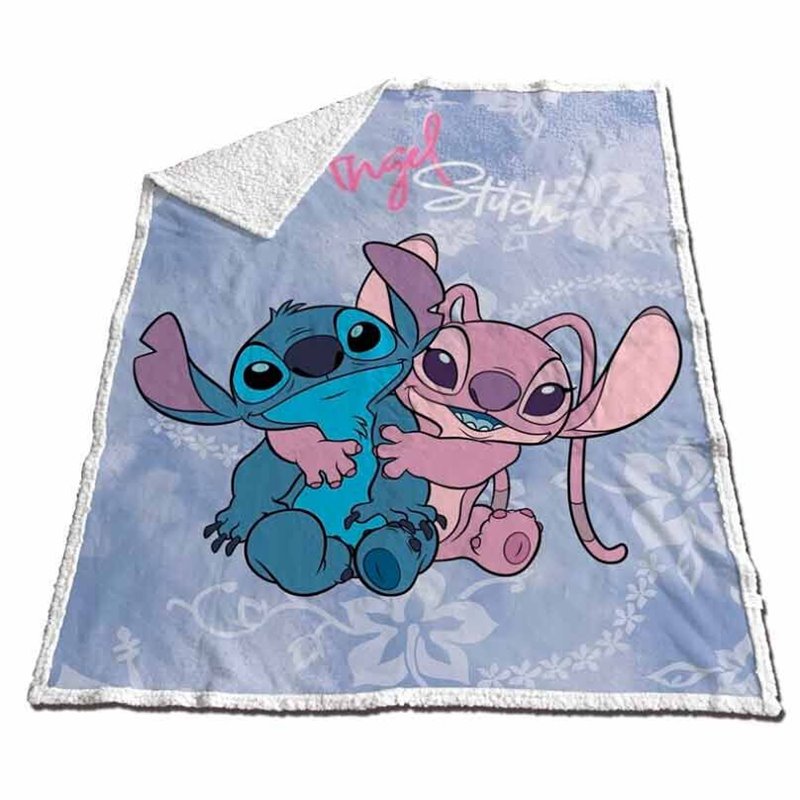 Manta coralina sherpa Angel &38 Stitch Disney 130x170cm