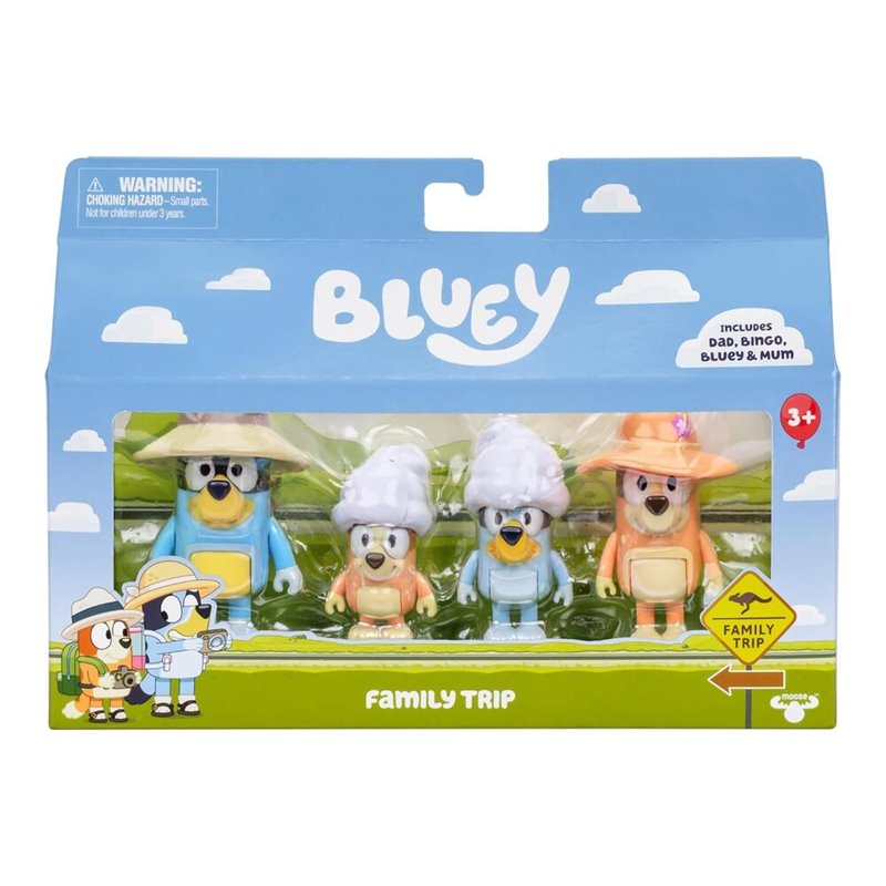 Blister 4 figuras Familia Viaje Bluey