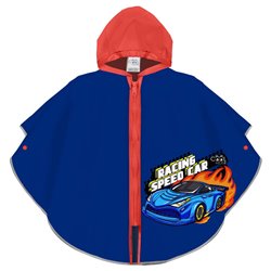 Chubasquero azul coche de carreras cremallera