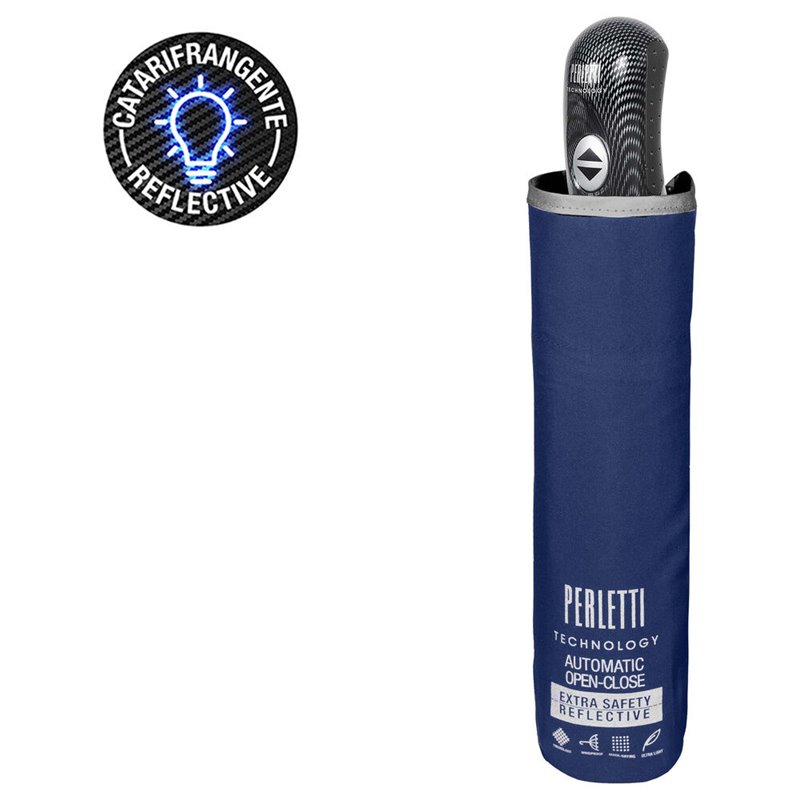 Paraguas plegable automatico azul 58cm