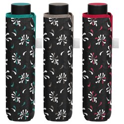 Paraguas plegable manual negro estampado 54cm surtido
