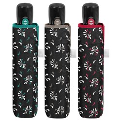 Paraguas plegable automatico negro estampado 54cm surtido