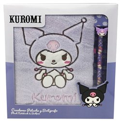 Blister Cuaderno peluche + Boligrafo Kuromi Hello Kitty