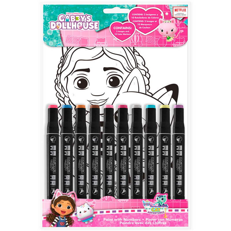 Set colorear numeros La Casa de Muñecas de Gabby