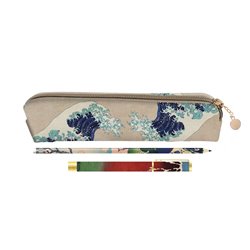 Set portatodo + boligrafo y lapiz La Gran Ola de Kanagawa Hokusai