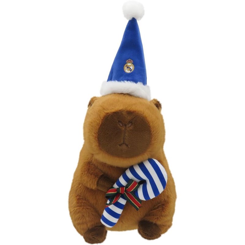 Peluche capibara gorro de papa noel Real Madrid 35cm