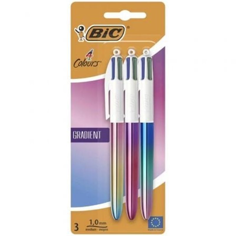 Caja de Bol�grafos de Tinta de Aceite Retr�ctil Bic 4 Colours Gradient 511030/ 3 unidades/ 4 Colores de Tinta/ Cuerpo Color Grad