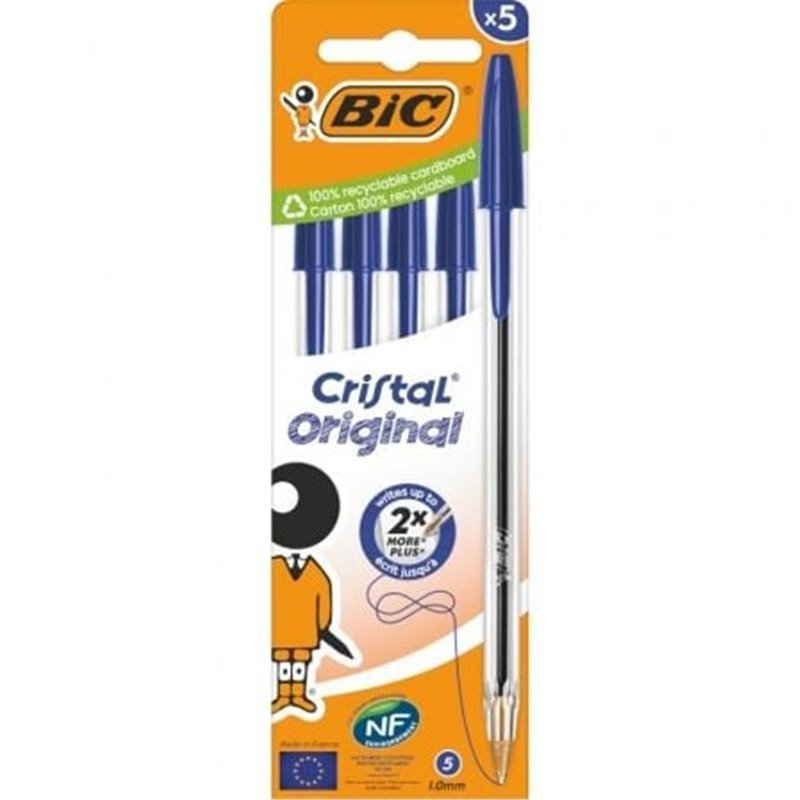 Bol�grafo de Tinta de Aceite Bic Cristal Original 516344/ 5 unidades/ Azul