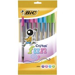 Bol�grafos de Tinta de Aceite Bic Cristal Fun 921342/ 10 unidades/ Colores Surtidos