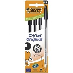 Bol�grafos de Tinta de Aceite Bic Cristal Original 516335/ 4 unidades/ Negros