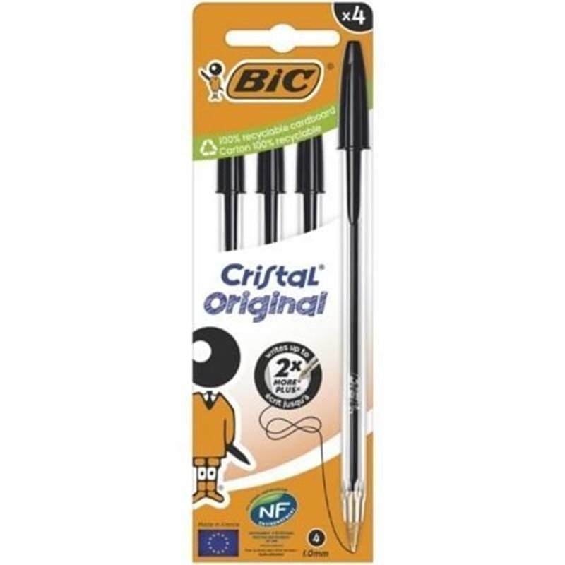 Bol�grafos de Tinta de Aceite Bic Cristal Original 516335/ 4 unidades/ Negros