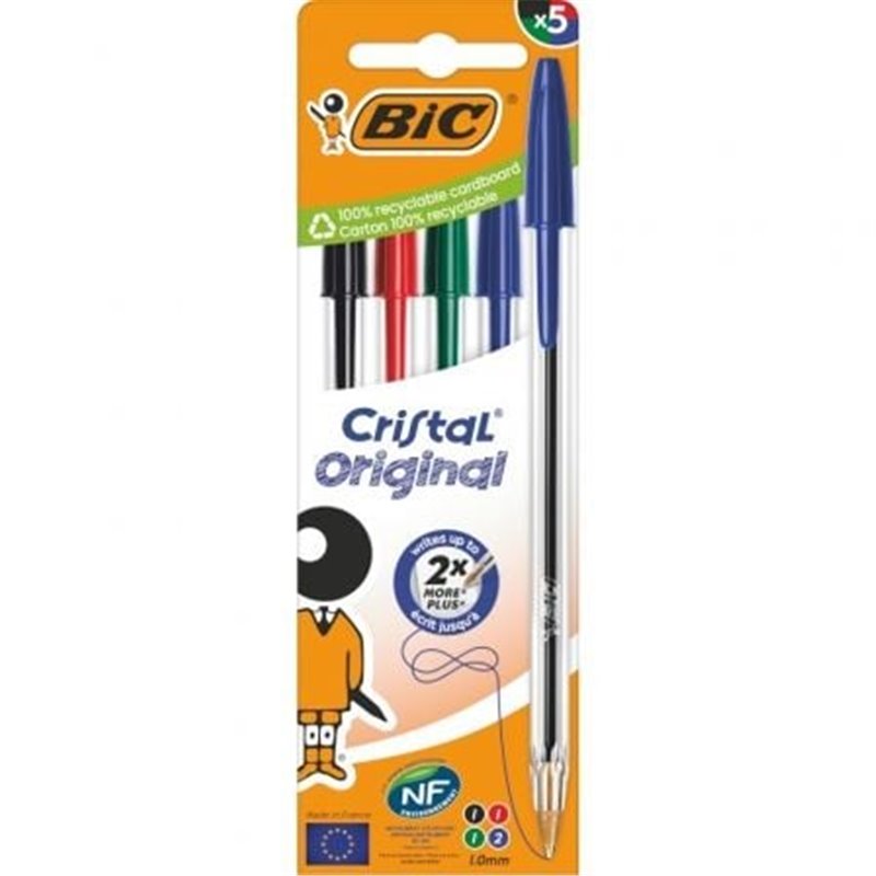 Bol�grafos de Tinta de Aceite Bic Cristal Original 516346/ 5 unidades/ Colores Surtidos