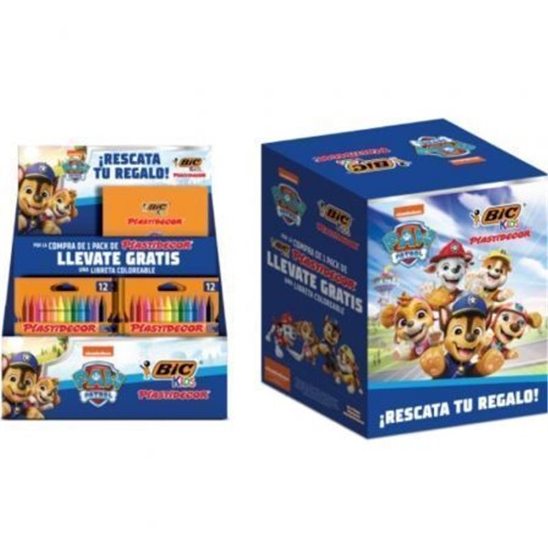 Expositor Bic Paw Patrol de L�pices de Cera y Cuadernos/ 24 Packs de 12 Unidades de Ceras/ 24 Cuadernos/ Surtido de Colores