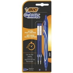 Bol�grafos de Tinta de Gel Retr�ctil Bic Gelocity Quick Dry 951757/ 1 unidades/ 2 recambios/ Azul