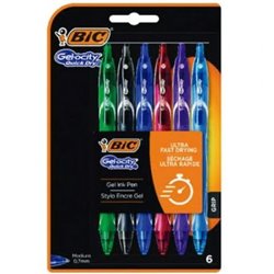Bol�grafos de Tinta de Gel Retr�ctil Bic Gelocity Quick Dry 964769/ 6 unidades/ Surtidos