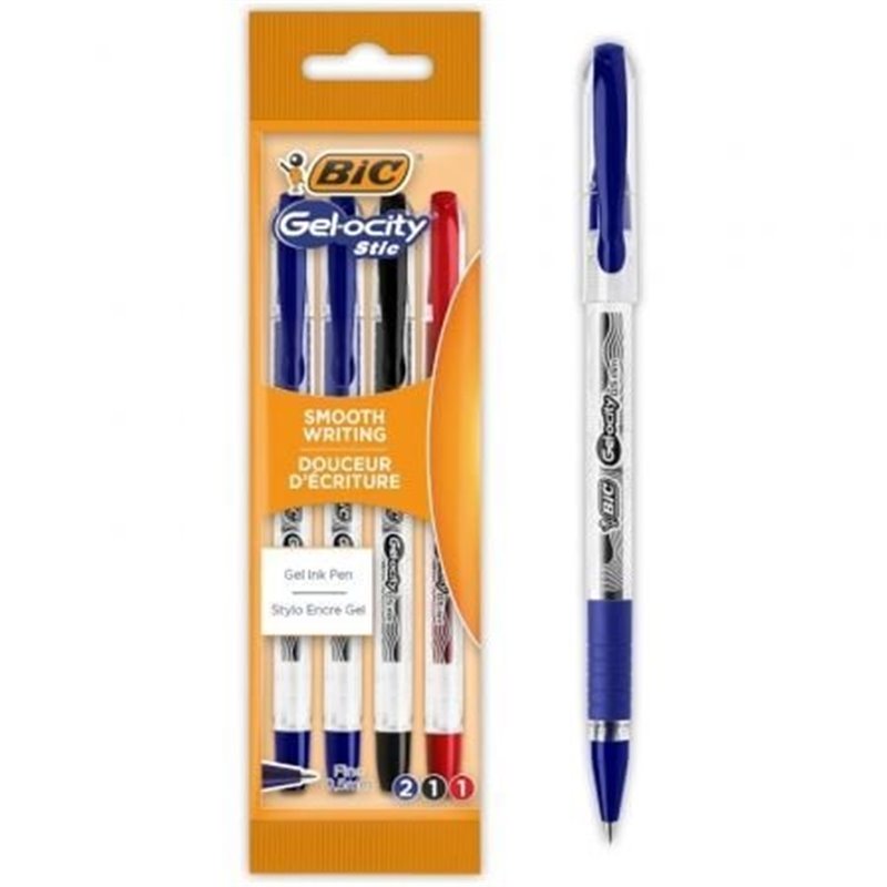 Bol�grafos de Tinta de Gel Retr�ctil Bic Gelocity Stic 992599/ 4 unidades/ Surtidos