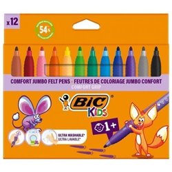 Rotuladores Punta Ancha Bic Kids Comfort Jumbo 517250/ 12 unidades/ Colores Surtidos