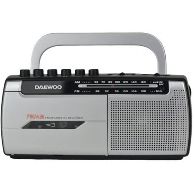 Radio Cassete Daewoo DW1107/ con Cable/ a Pilas/ Negra y Plateada