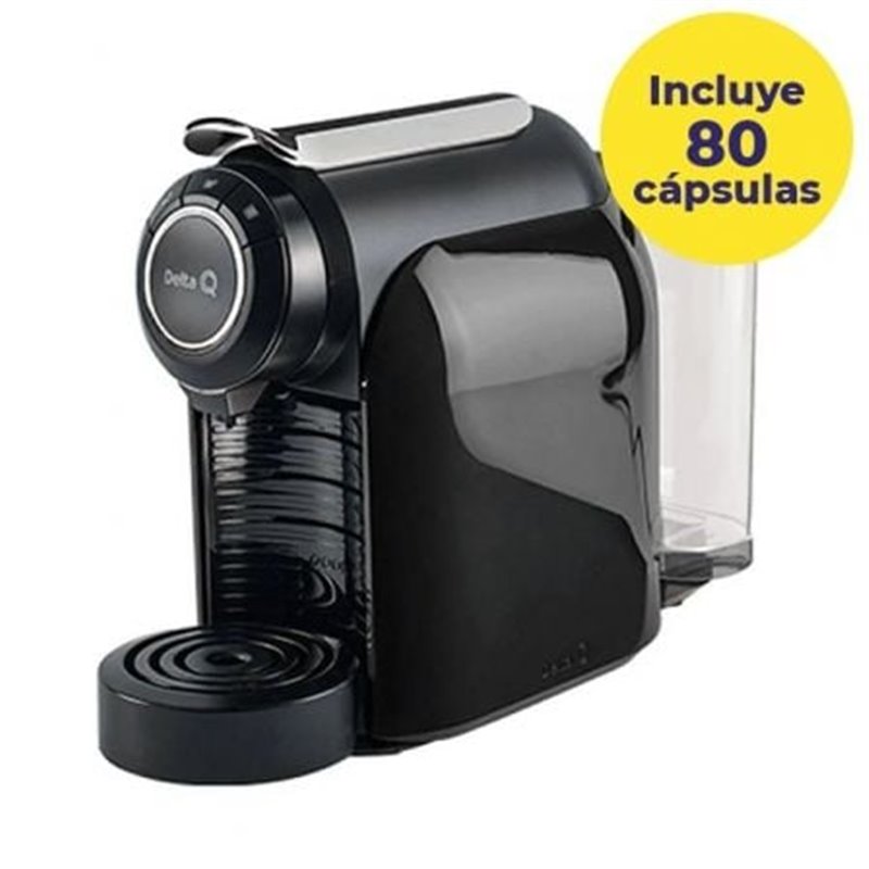 Cafetera de C�psulas Delta Qool Evolution/ Negra + 80 c�psulas caf� QALIDUS