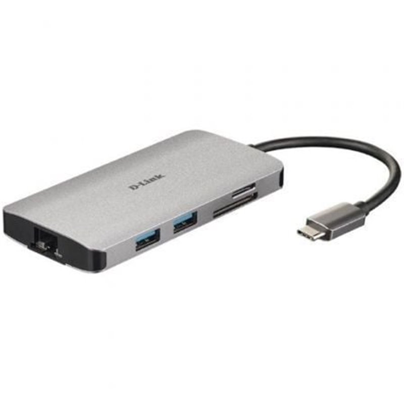 Docking USB Tipo-C D-Link DUB-M810/ 3xUSB/ 1xUSB Tipo-C/ 1xThunderbolt/ 1xHDMI 4K/ 1xRJ45/ 1xLector tarjetas/ Gris
