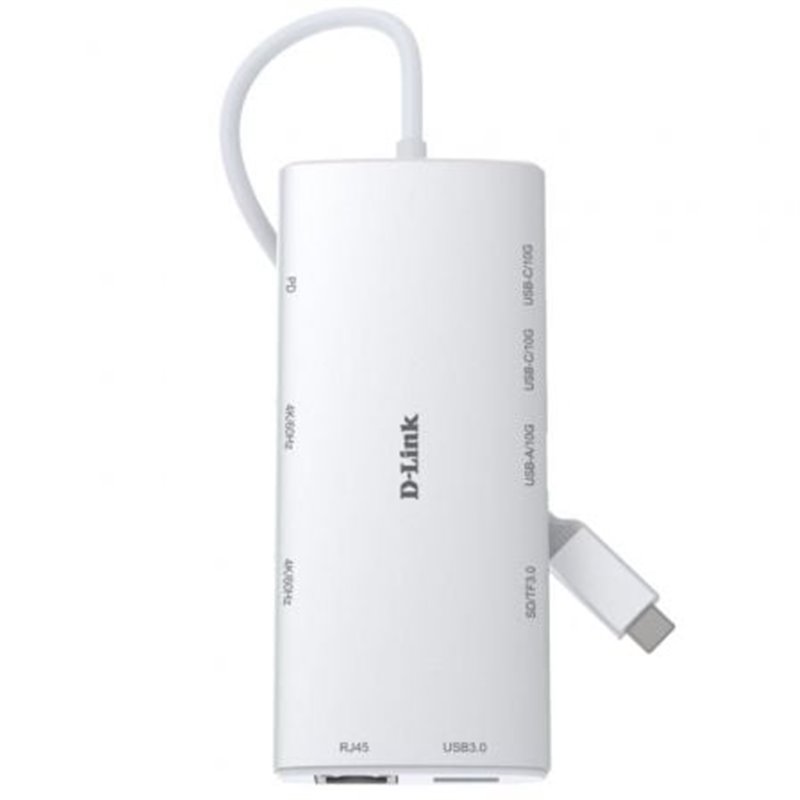 Docking USB Tipo-C D-Link DUP-A01/ 1xUSB/ 2xUSB Tipo-C/ 2xHDMI 4K/ 1xRJ45/ 1xLector de Tarjetas/ 1xUSB Tipo-C PD/ Blanco