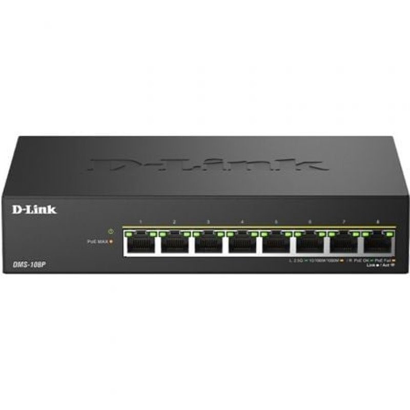 Switch D-Link DMS-108P/E 8 Puertos/ RJ-45 Gigabit 10/100/1000 PoE