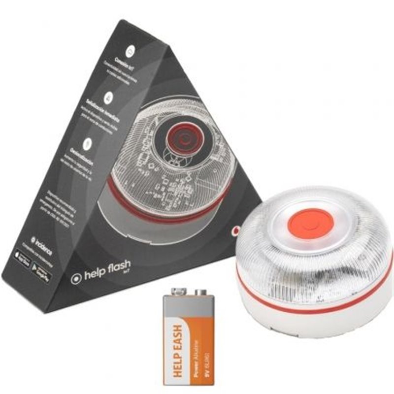 Luz baliza de emergencia para coche Help Flash V16 Connected IoT/ Homologada/ Base Imantada/ Geolocalizable/ Funciona a Pilas