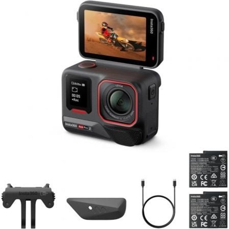 C�mara Digital Deportiva Insta360 Ace Pro 2 Pack de 2 Bater�as/ 8K/ �ngulo de visi�n 180�/ Negra