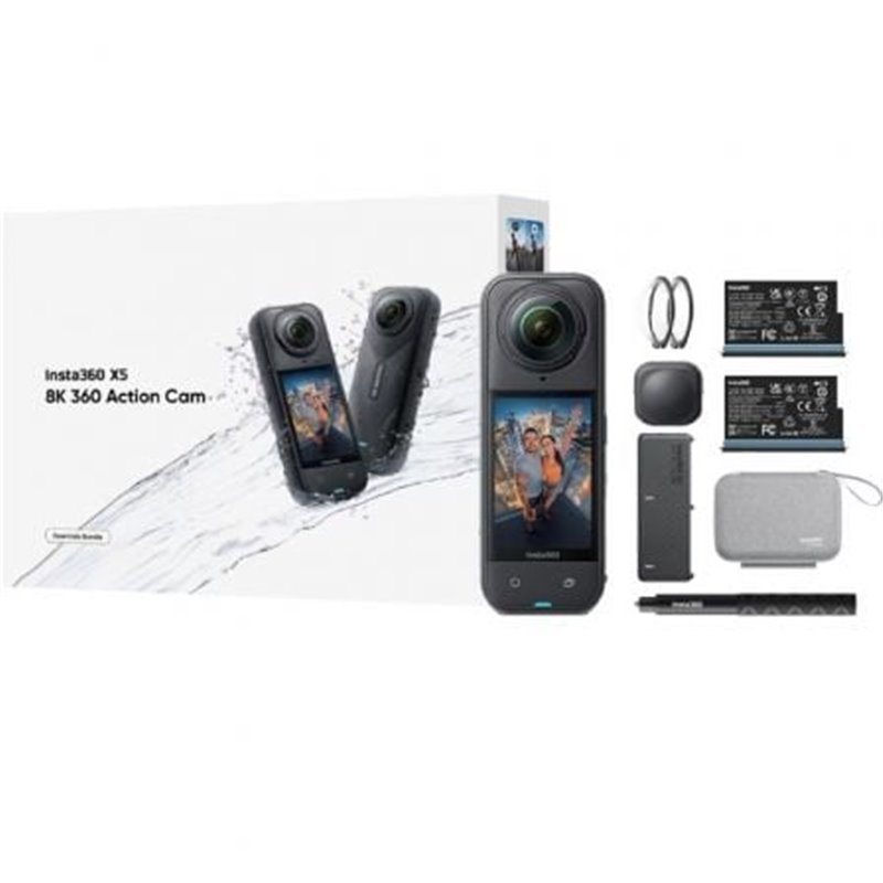 C�mara Digital Deportiva Insta360 X5 Essecial Kit/ 8K/ �ngulo de visi�n 360�/ Negra