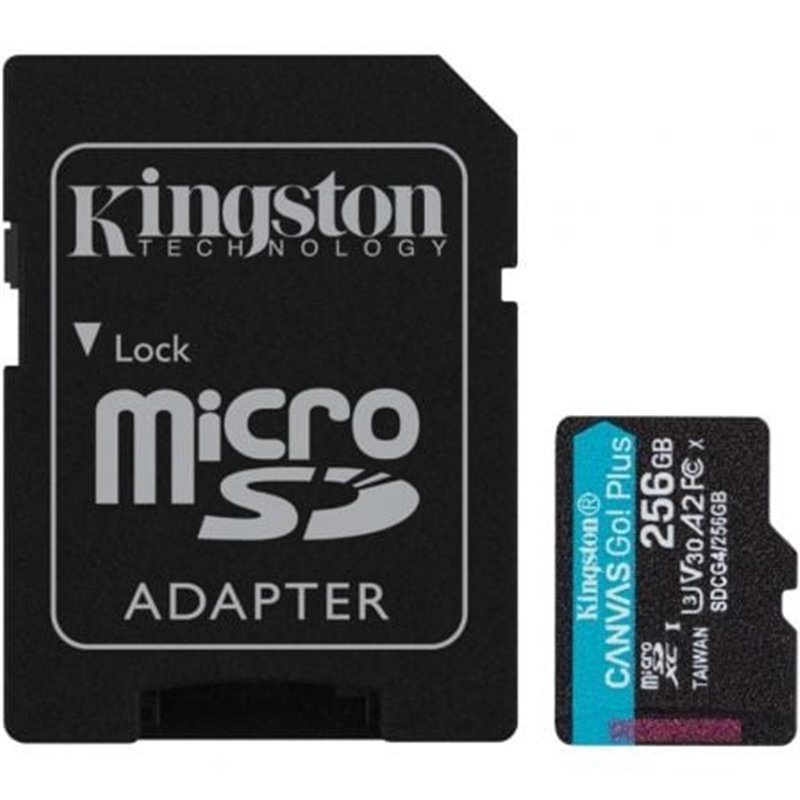 Tarjeta de Memoria Kingston CANVAS Go! Plus 256GB microSD XC con Adaptador/ Clase 10/ 200MBs