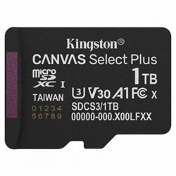 Tarjeta de Memoria Kingston CANVAS Select Plus 1TB microSD XC/ Clase 10/ 150MBs